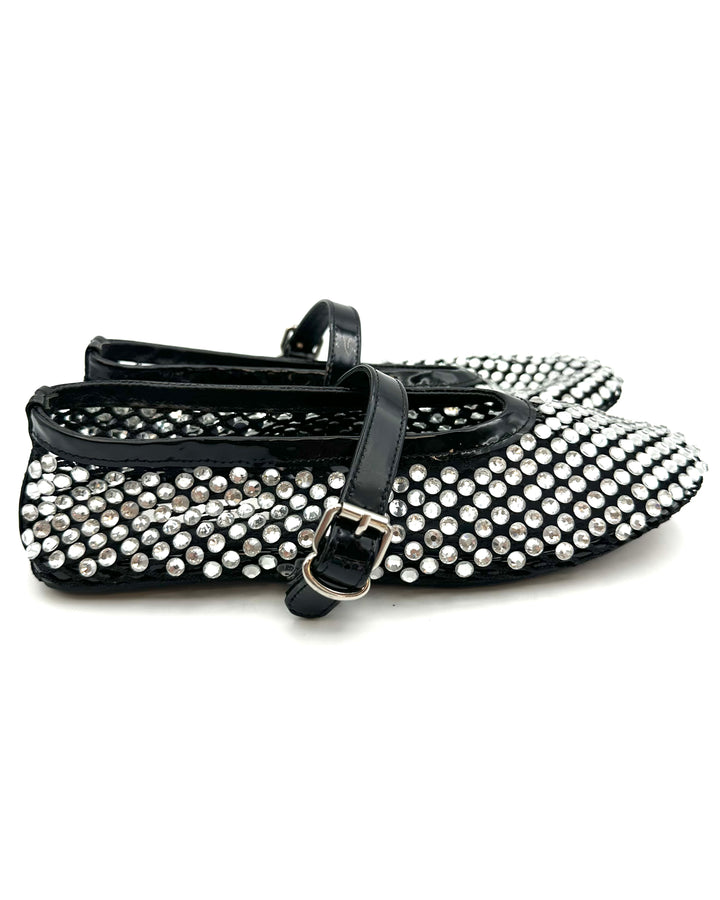 Alaia Rhinestone Fishnet Flats - Size 7