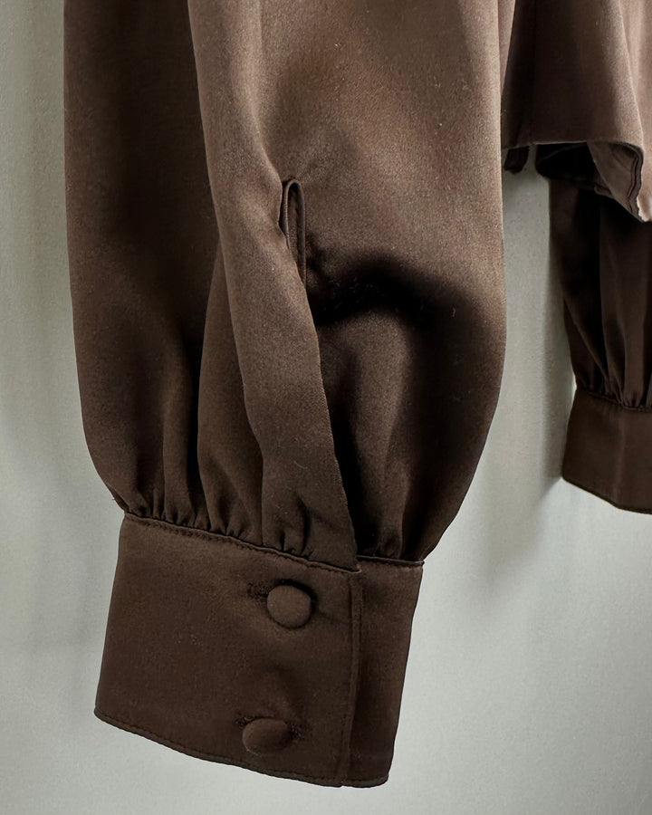 Majorelle Brown Front Tie Closer Top - Extra Small