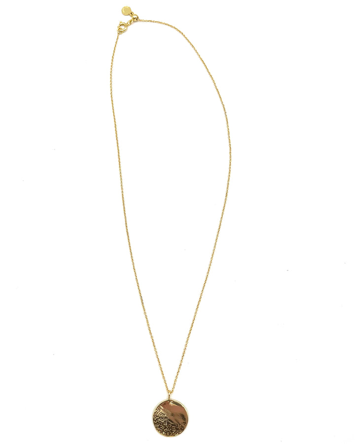 Gold Textured Circle Necklace