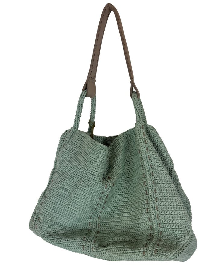 Mint Green Crochet Tote Bag