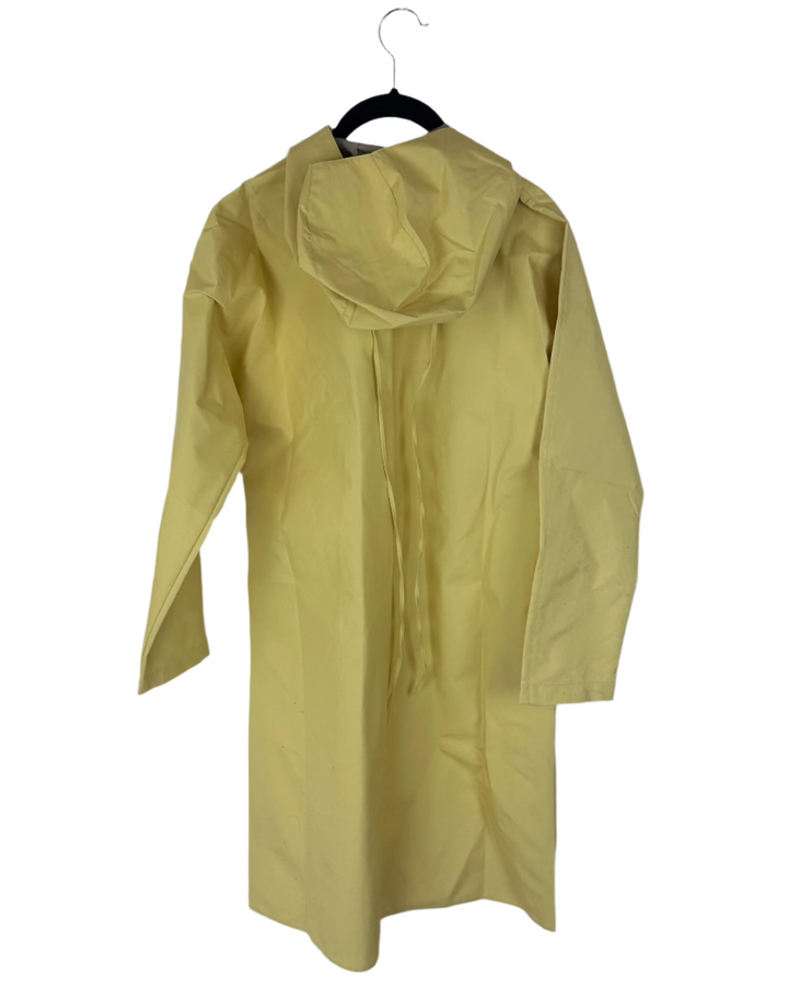 Butter Yellow Long Raincoat With Hood - Size 2/4, 6/8,  8/10, and 10/12