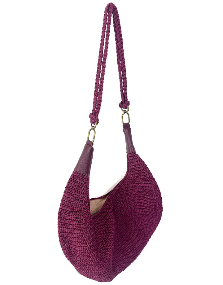 Burgundy Shoulder Bag With Rope Strap