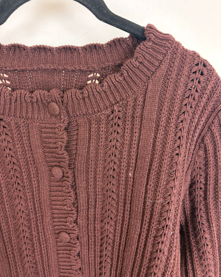 Mocha Brown Button Down Knit Sweater - Size 2/4