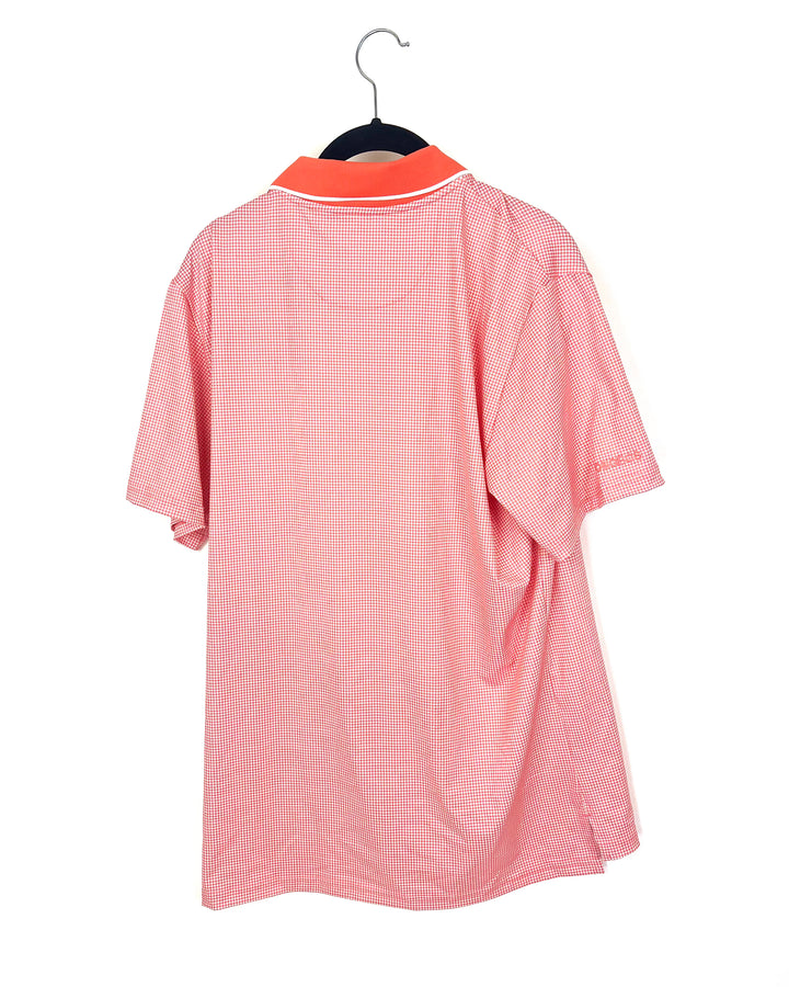 MENS Red And White Printed Golf Shirt - Slim Medium