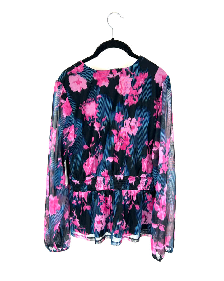Pink Abstract Floral Blouse - Size 6/8