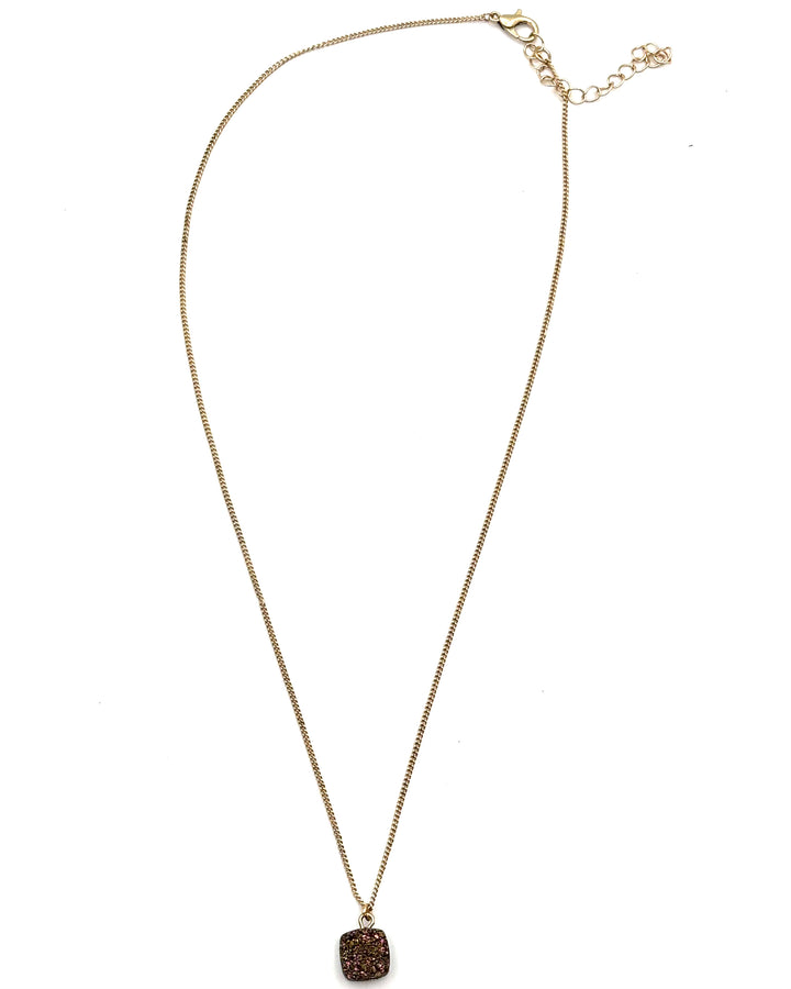 Gold Square Pendant Necklace