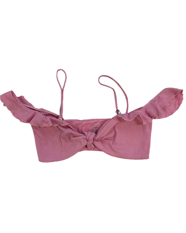 Pink Metallic Ruffle Bikini Top - Extra Extra Large