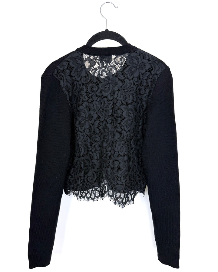 Black Lace Panel Cardigan - Size 2/4