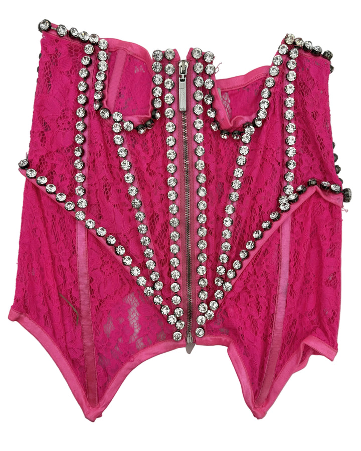 Pink Lace Strapless Corset Top- Size 4/6