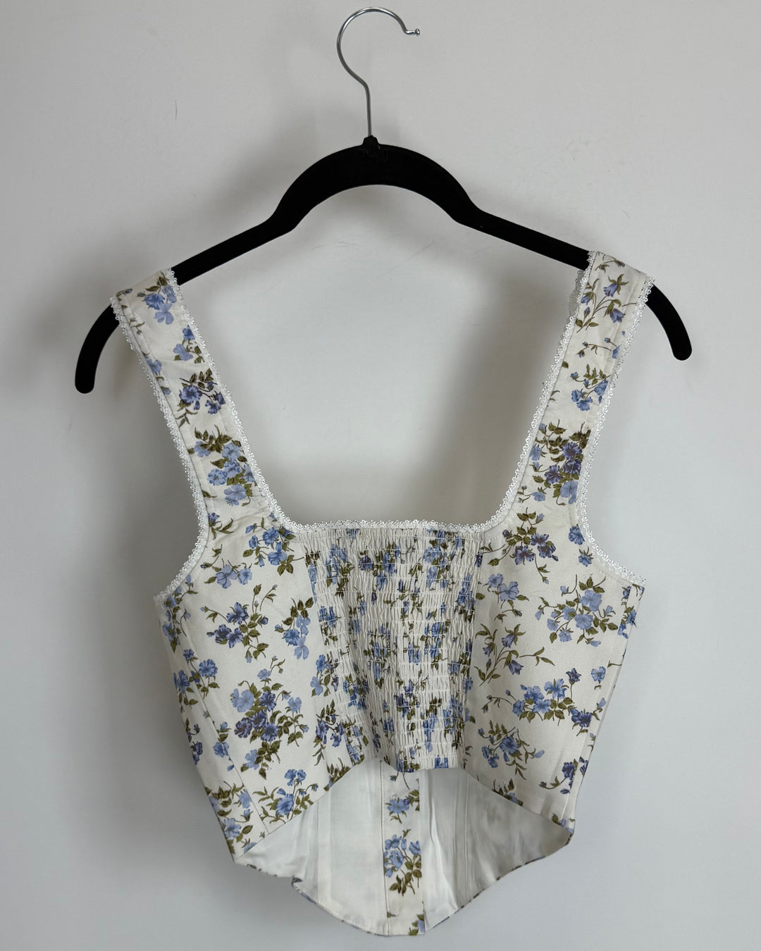 White and Blue Floral Top- Size 0/2,2/4