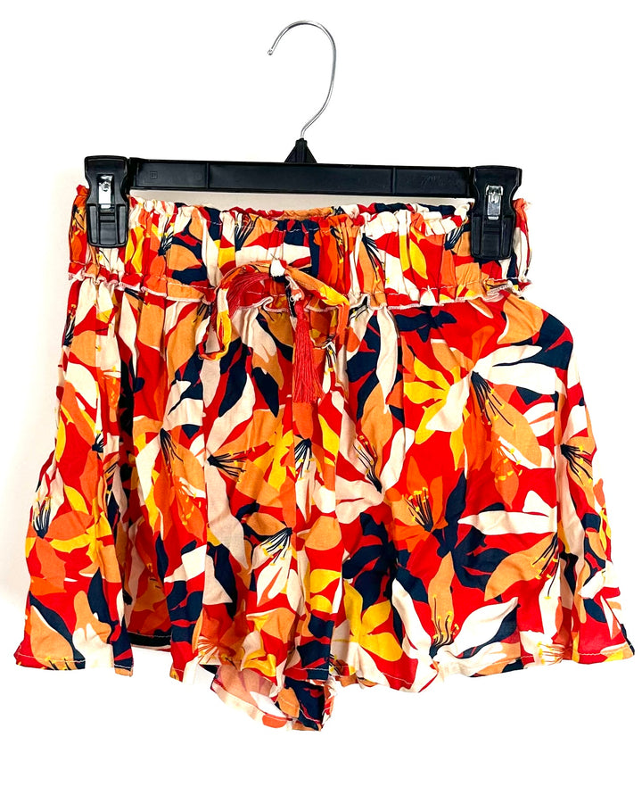 Red Floral Lightweight Shorts - Size 2/4