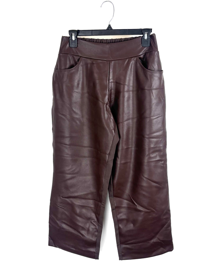Brown Two Material Faux Leather Pant- Size 12