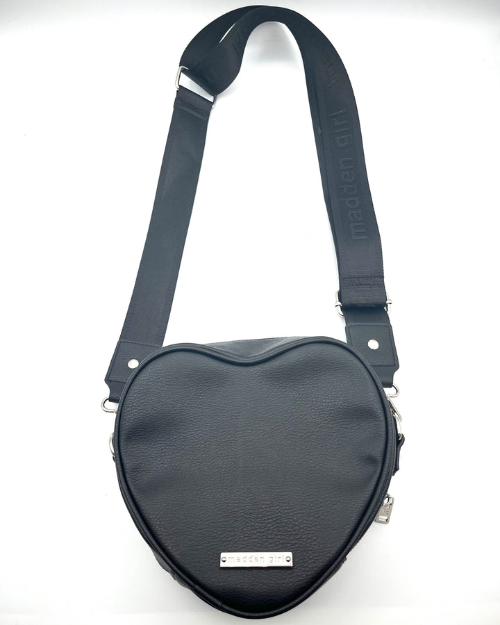 Black Rhinestoned Heart Bag