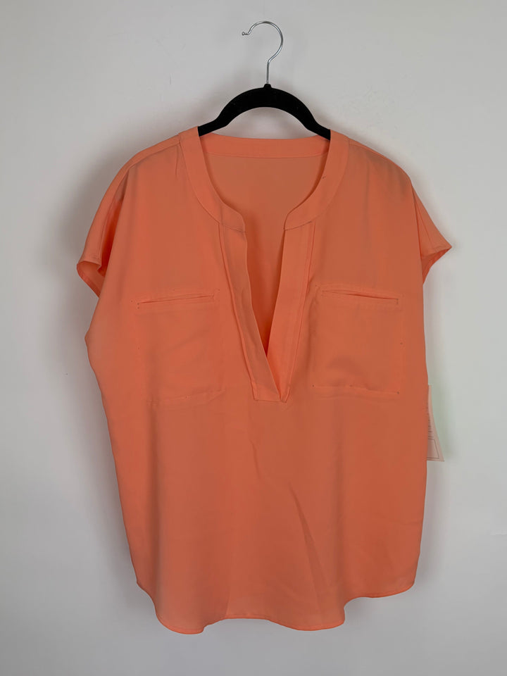 Peach Short Sleeve Blouse - Size 6/8