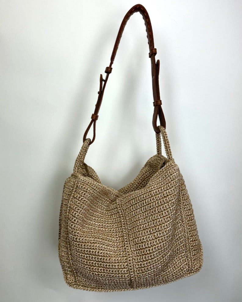 Sand Tan Crochet Shoulder Bag