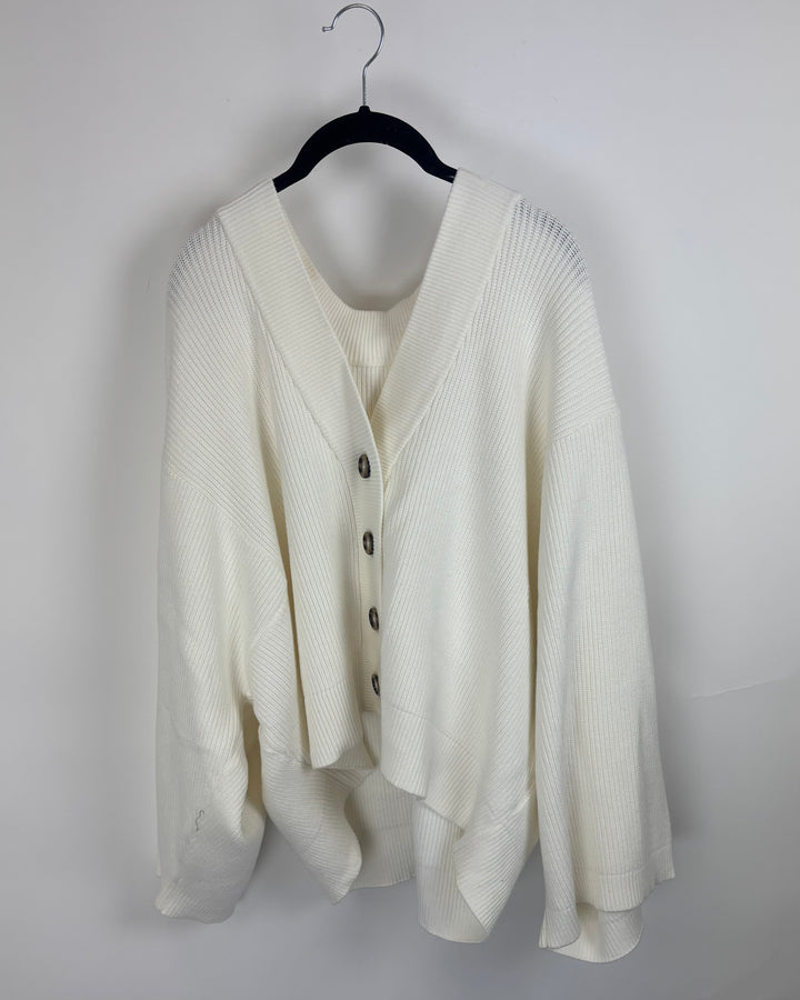 Ivory Dolman Sleeve Cardigan Sweater - Size 8/10