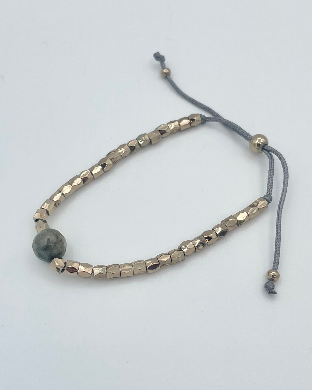 Steel Gray Marble and Gold Bracelet