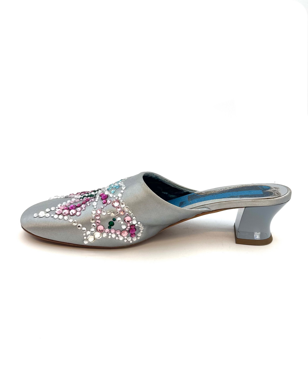 Rhinestone Butterfly Embellished Mules - Size 39