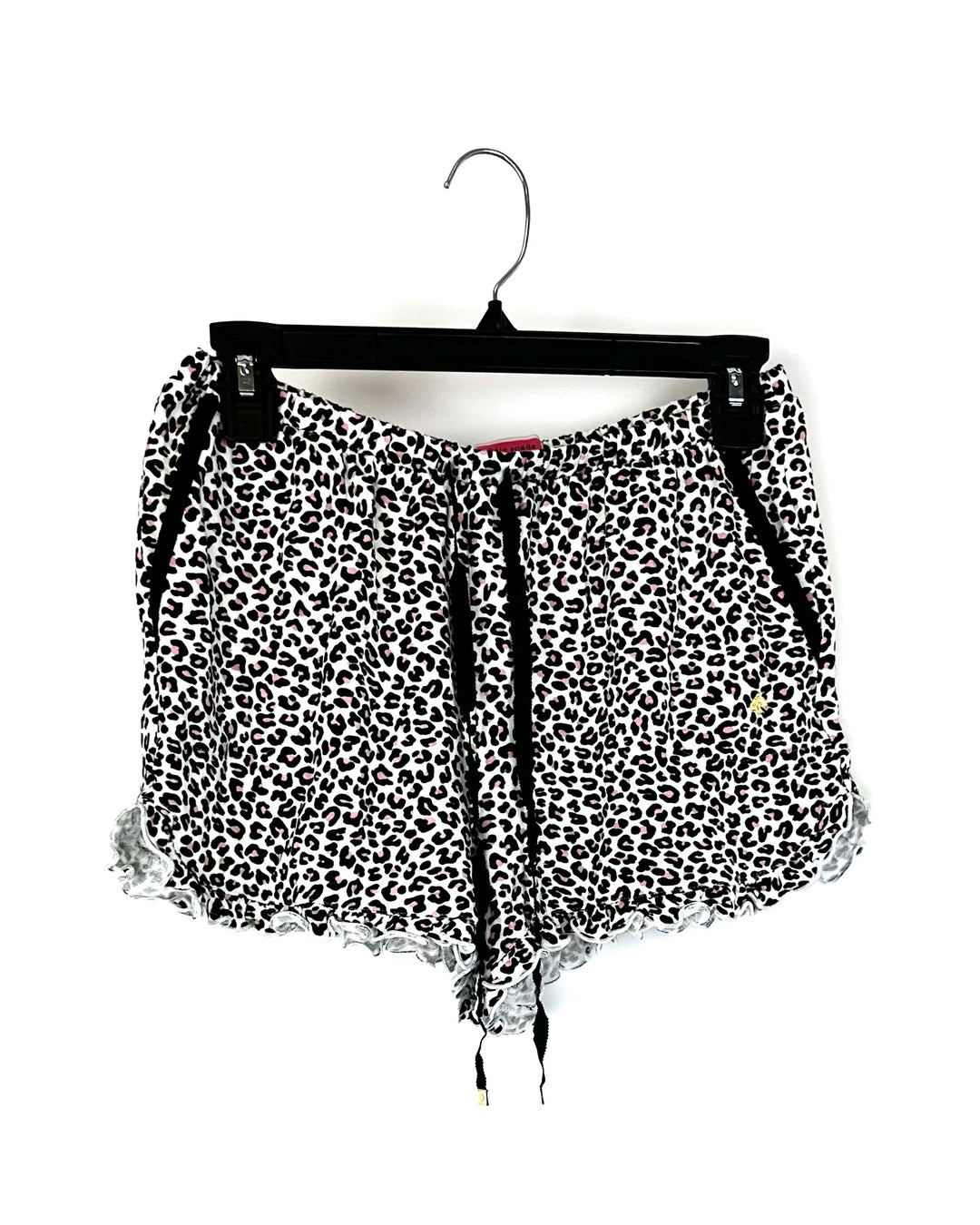 White and Pink Cheetah Print Sleepwear Shorts - Small