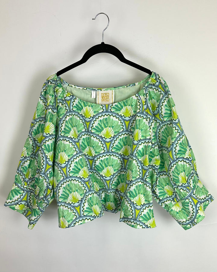 Green Abstract Cropped Top - Extra Extra Large