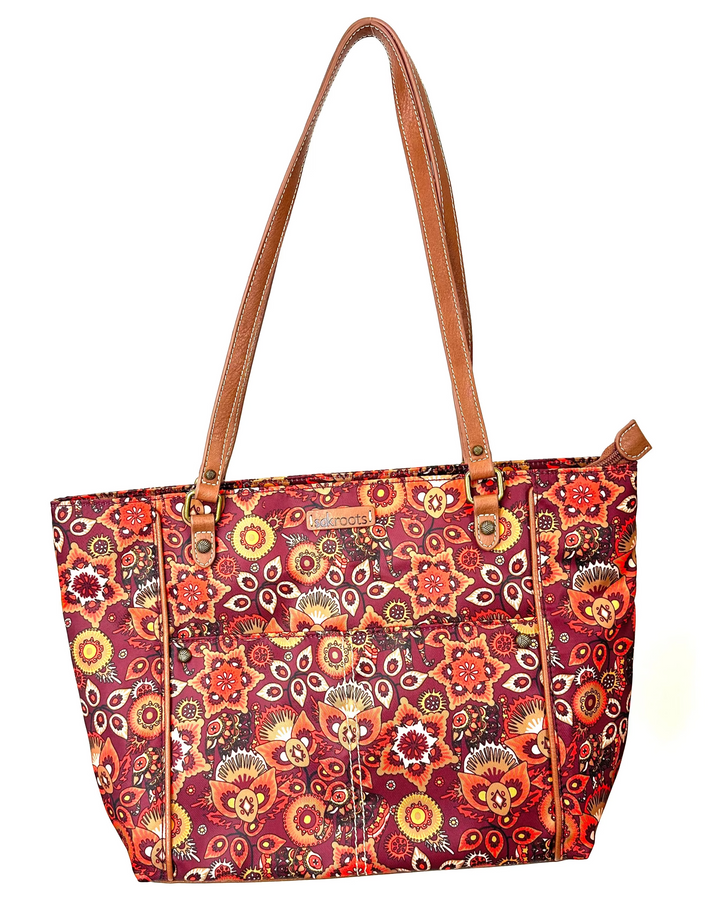 Red Floral Shopper Tote Bag