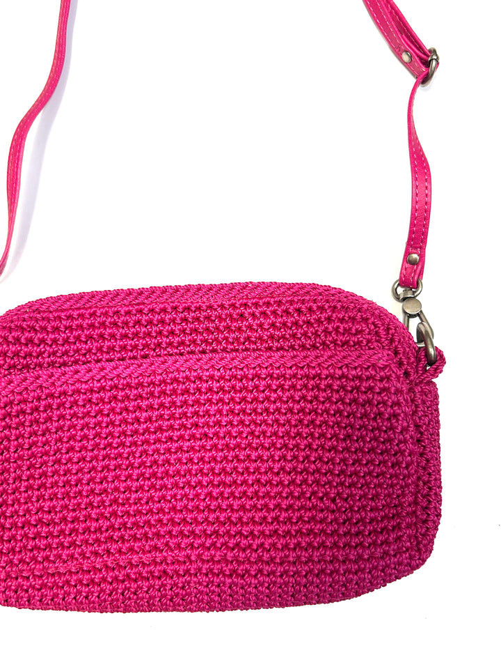Magenta Crochet Crossbody Bag