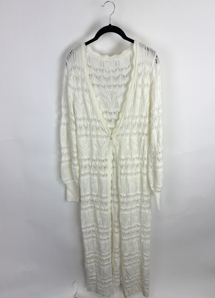 White Knit Long Cardigan - Size 4/6