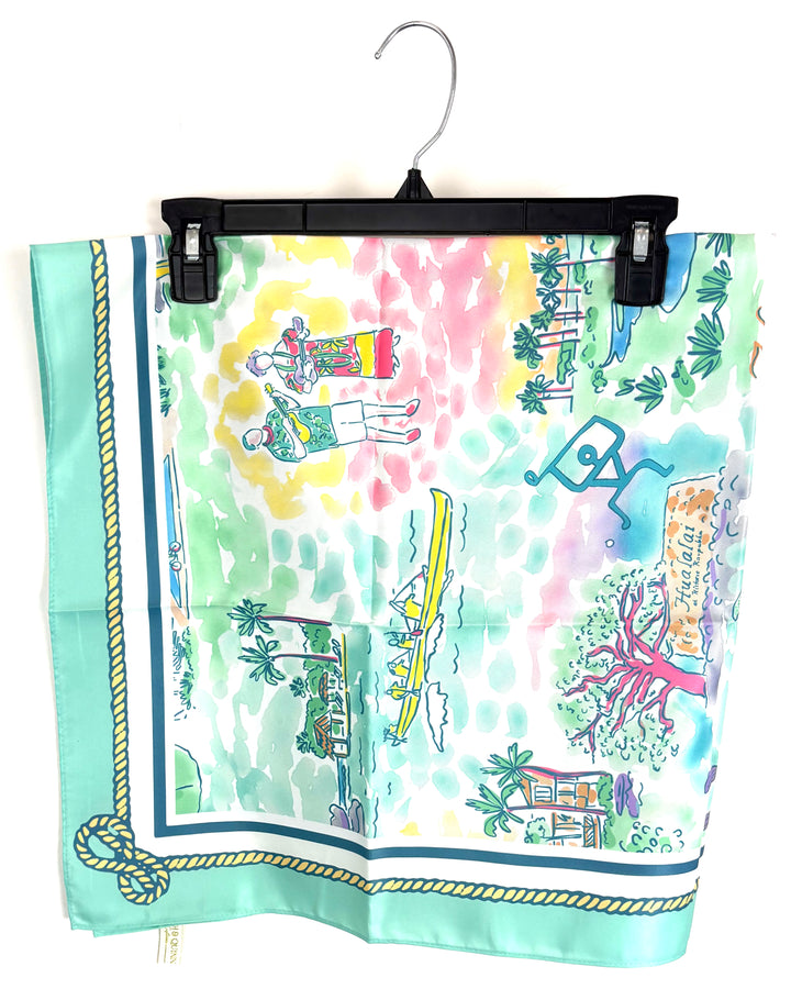 Tropical Golf Print Square Scarf - One Size FIts All
