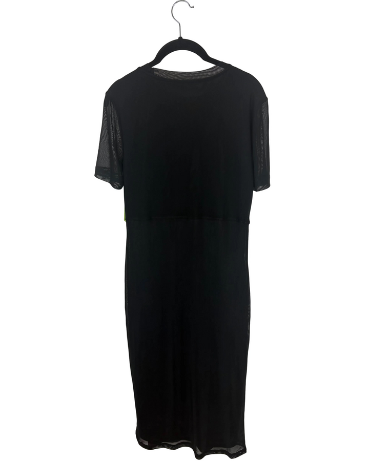 Black Mesh Short Sleeve Dress - Size 6/8