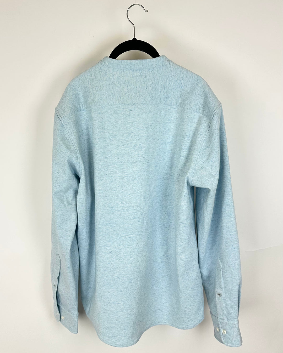 Mens Sky Blue Band Collared Shirt - Medium