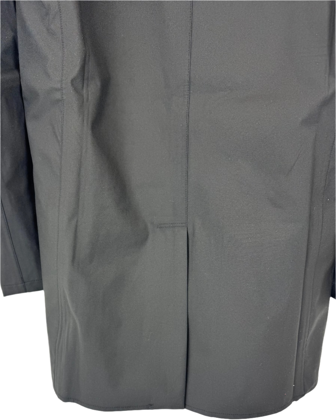 Black Button Down Raincoat With Hood - Size 6-10