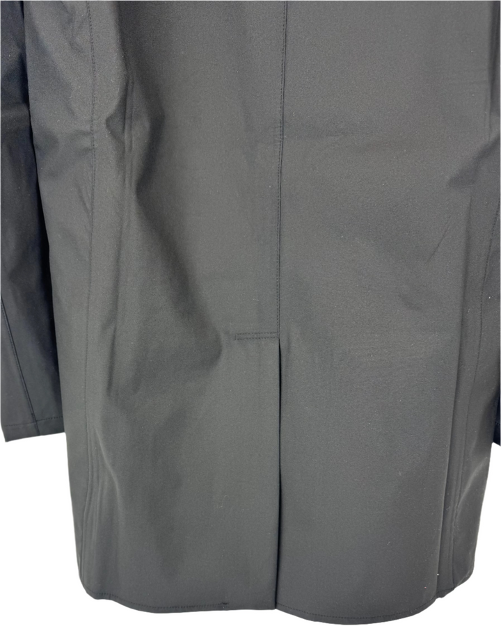Black Button Down Raincoat With Hood - Size 6-10