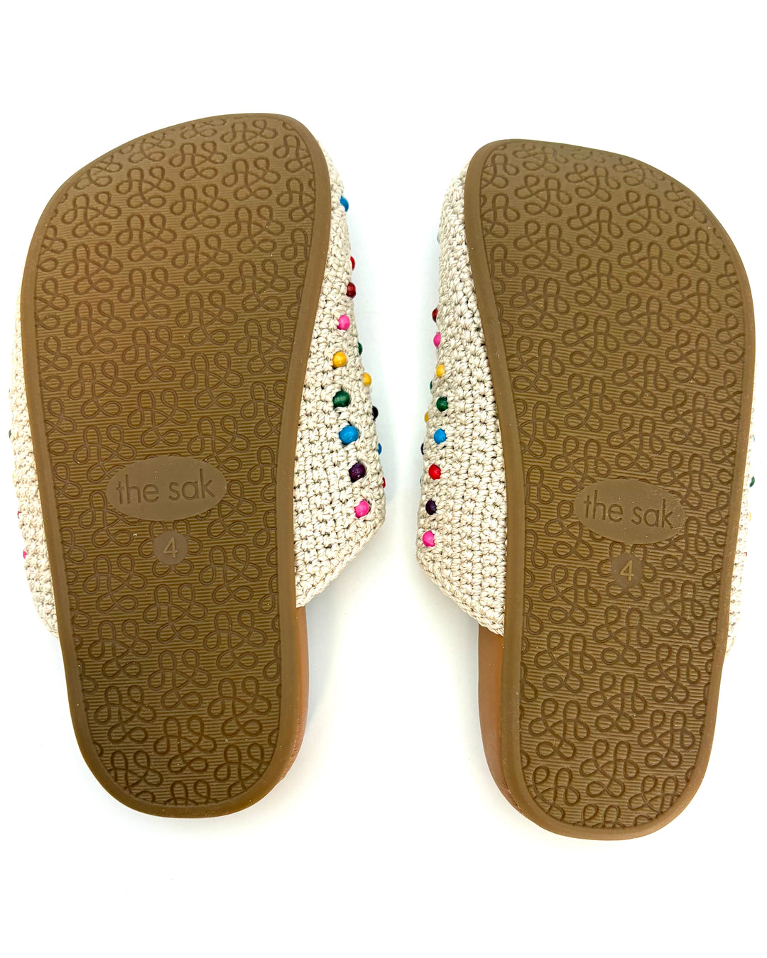 KIDS Tan Crochet Colorful Bead Clogs - 4Y and 5Y