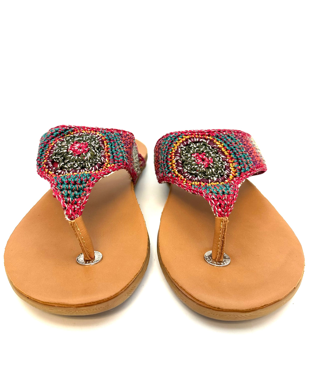 Dark Multi Color Crochet Sandals - Size 8