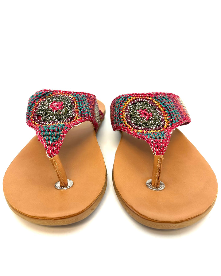 Dark Multi Color Crochet Sandals - Size 8