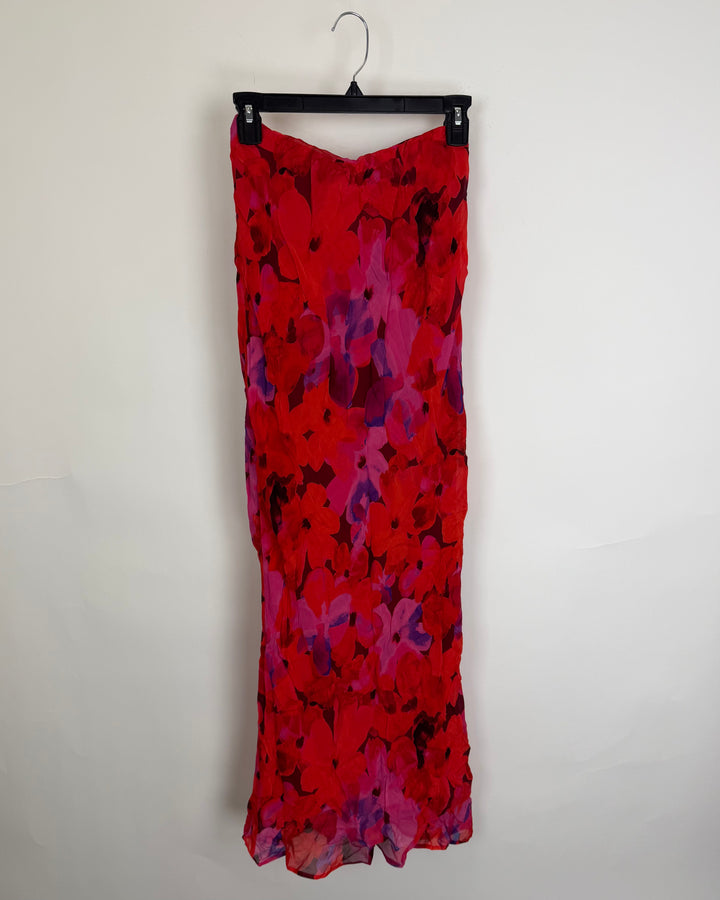 Long Colorful Flower Patterned Skirt - 0/2, 2/4