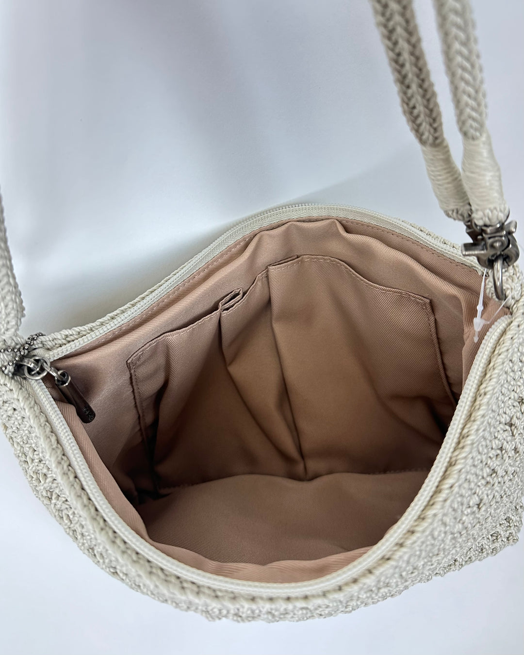 Cream Double Layer Crochet Shoulder/Crossbody Bag
