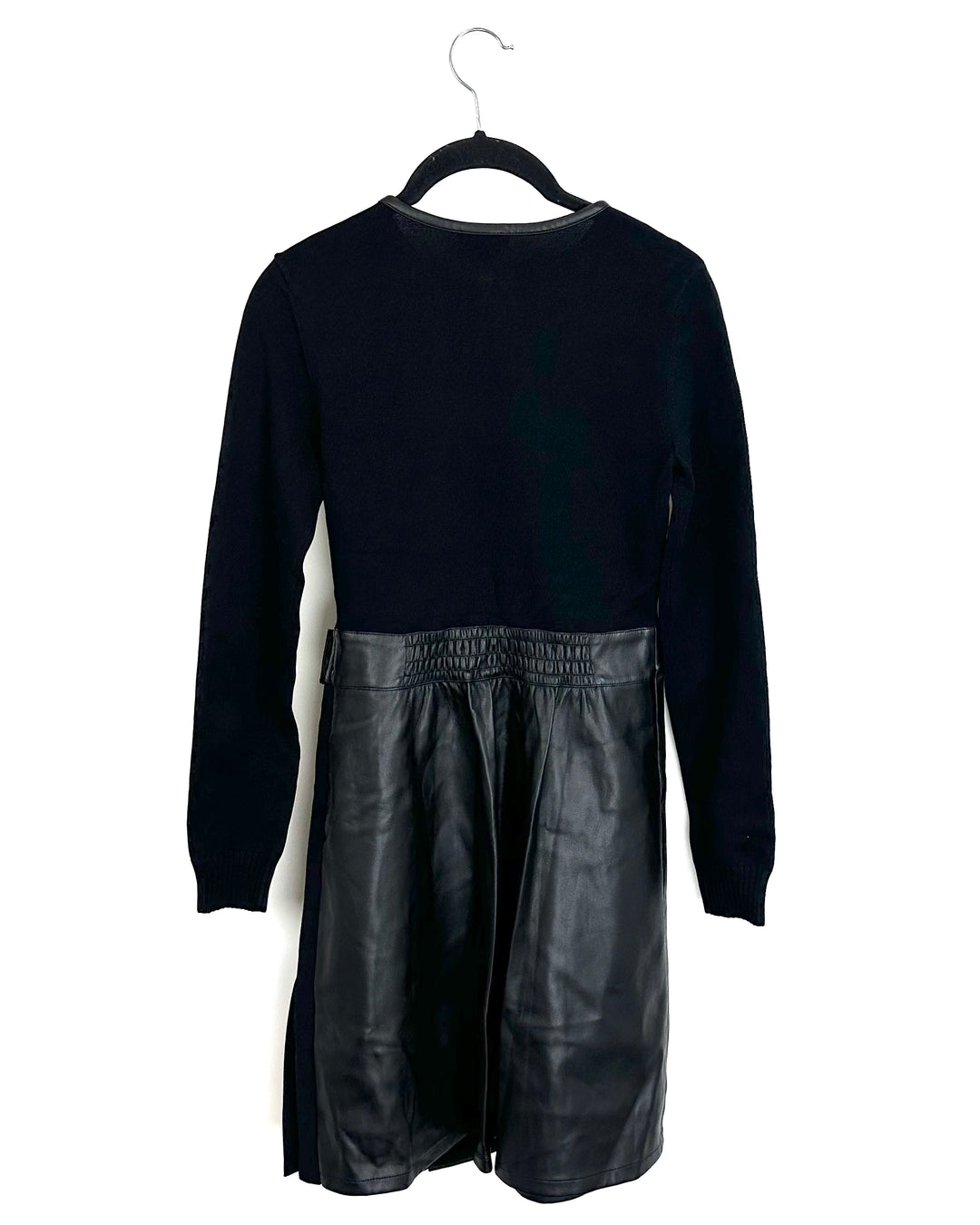 Black Leather Long Sleeve Dress - Size 2/4
