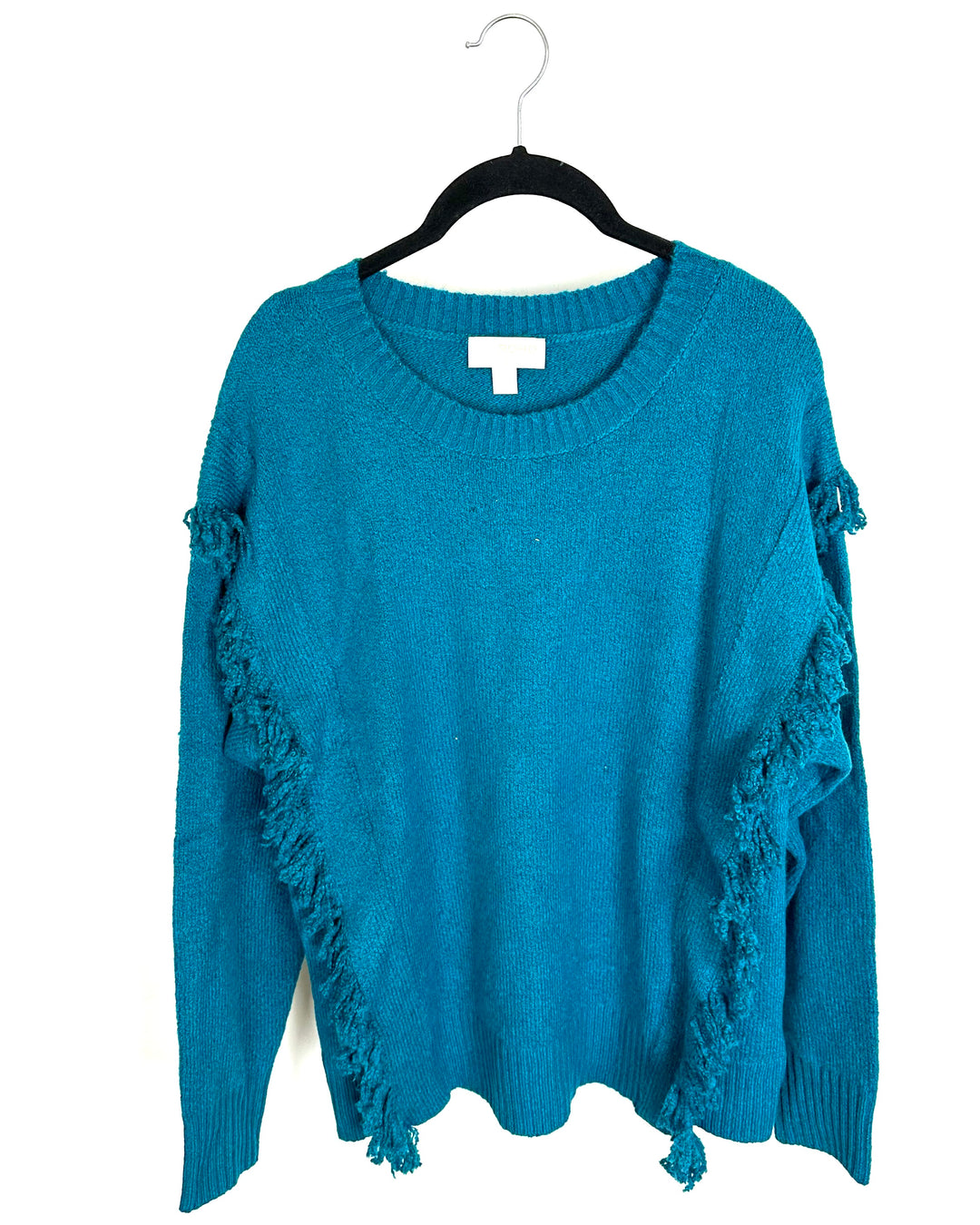 Bright Teal Fringe Sweater - Size 6/8