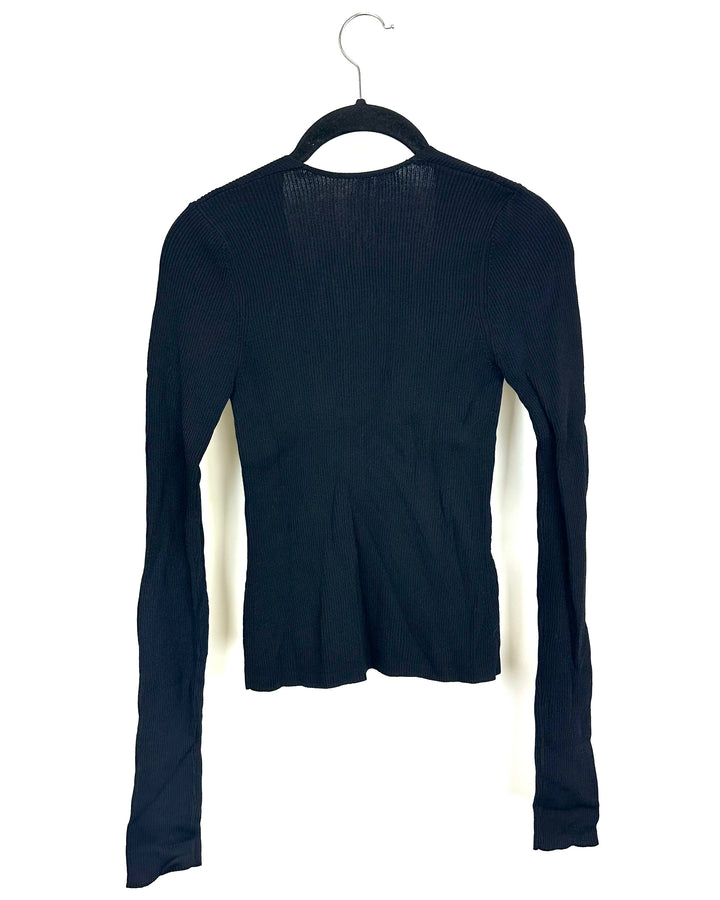 Black Ribbed Open Front Top - Size 00/0
