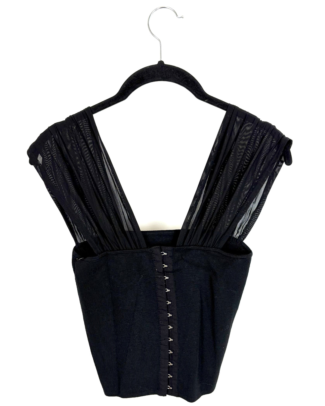 Black fabric corset with lace sleeves - Size 2/4