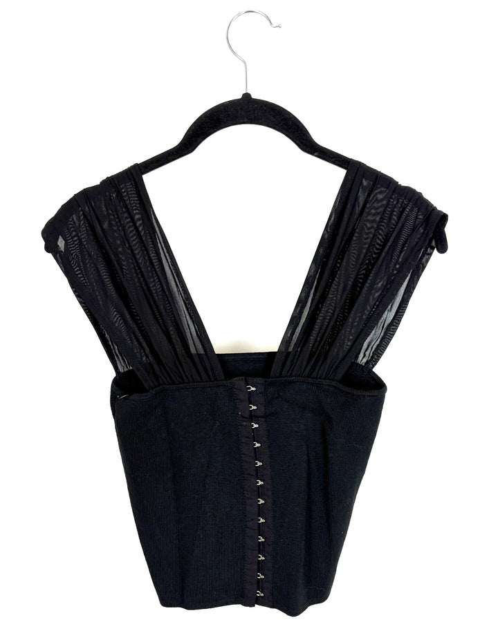Black fabric corset with lace sleeves - Size 2/4