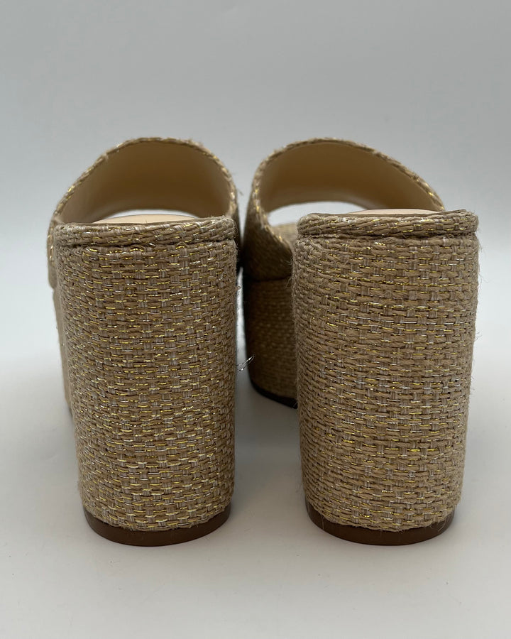 Gold Raffia Platform Sandals - Size 6.5