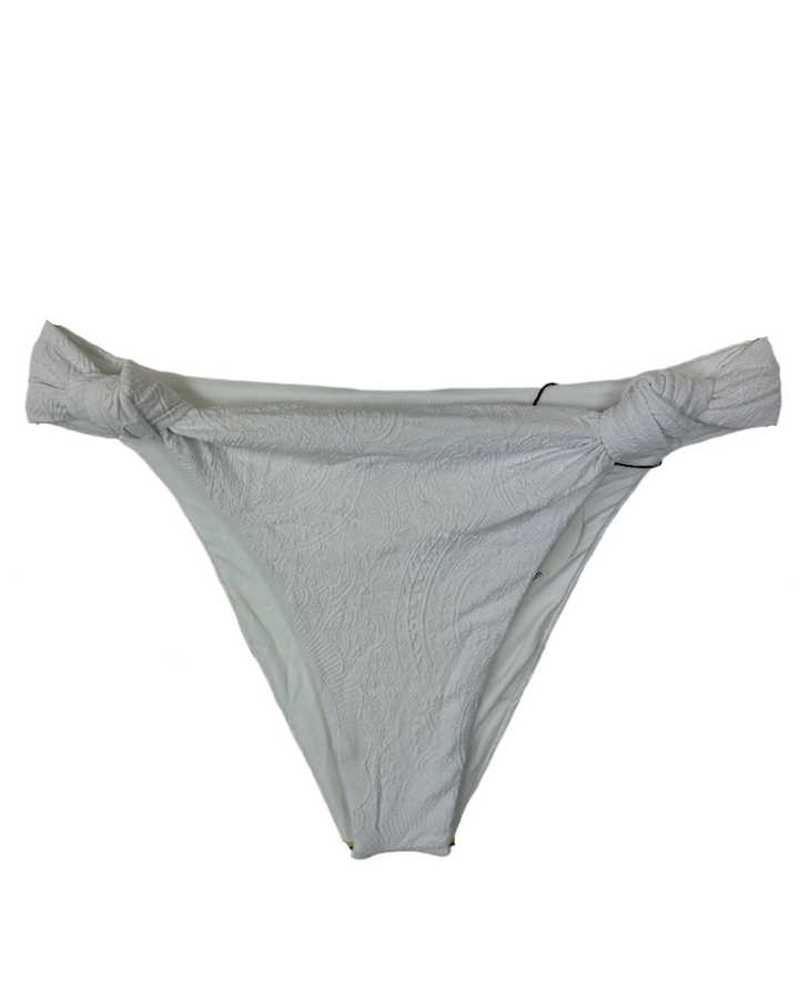 White Embossed Knotted Cheeky Bikini Bottom - M, L, XL, XXL