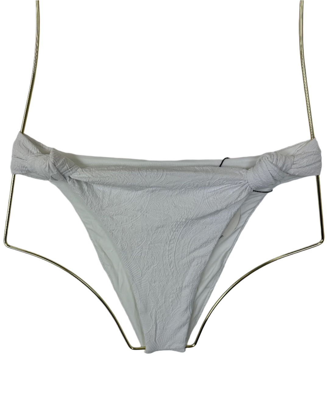 White Embossed Knotted Cheeky Bikini Bottom - M, L, XL, XXL