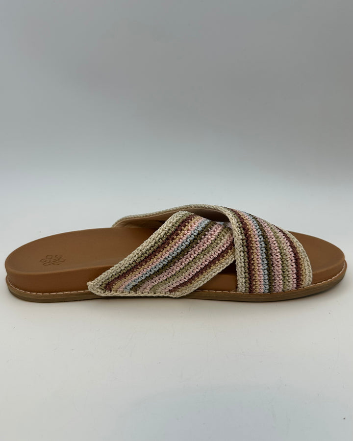 Beige & Multi Color Criss Cross Sandals - Size 9