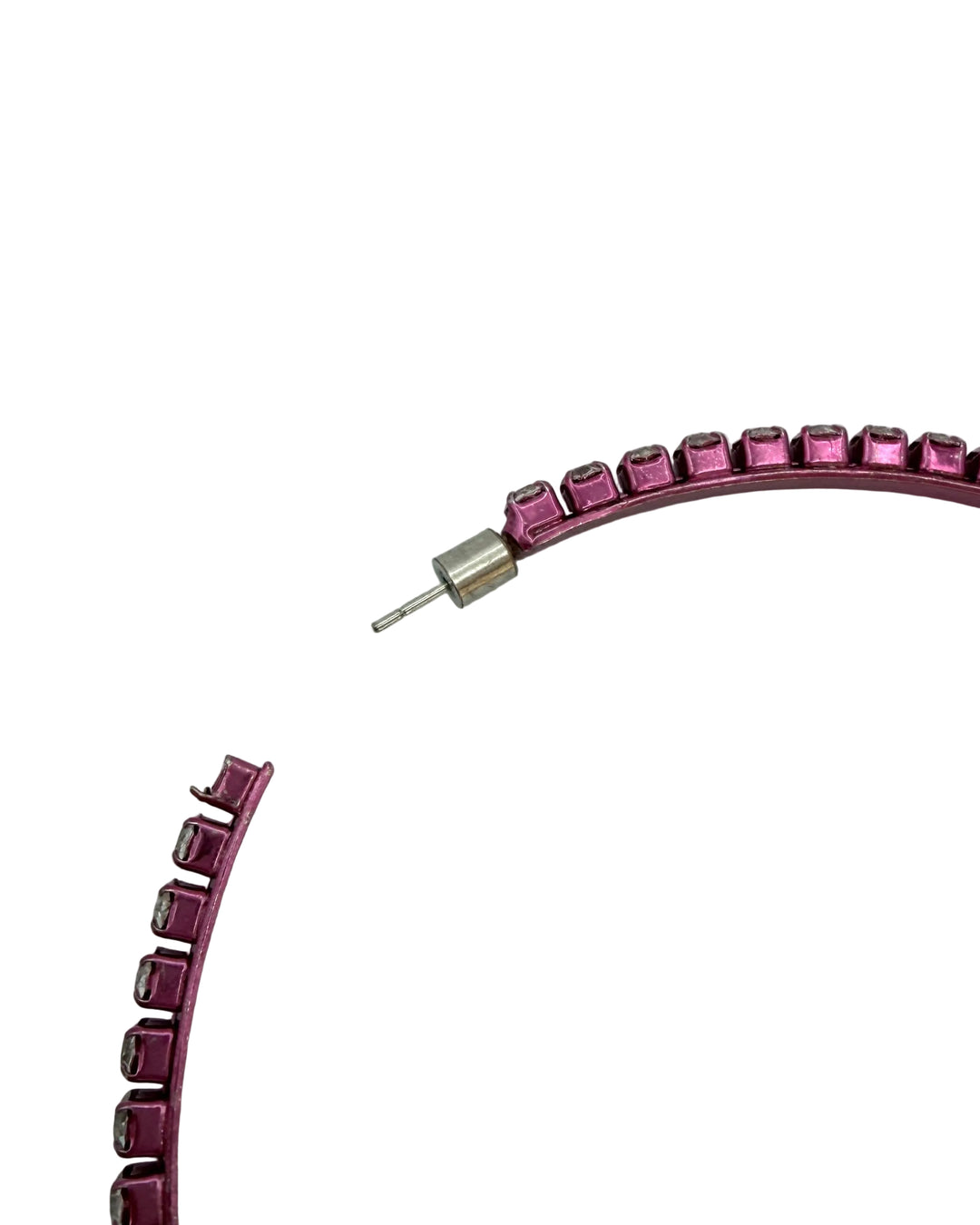 Oversized Metallic Pink Gem Hoop Earrings