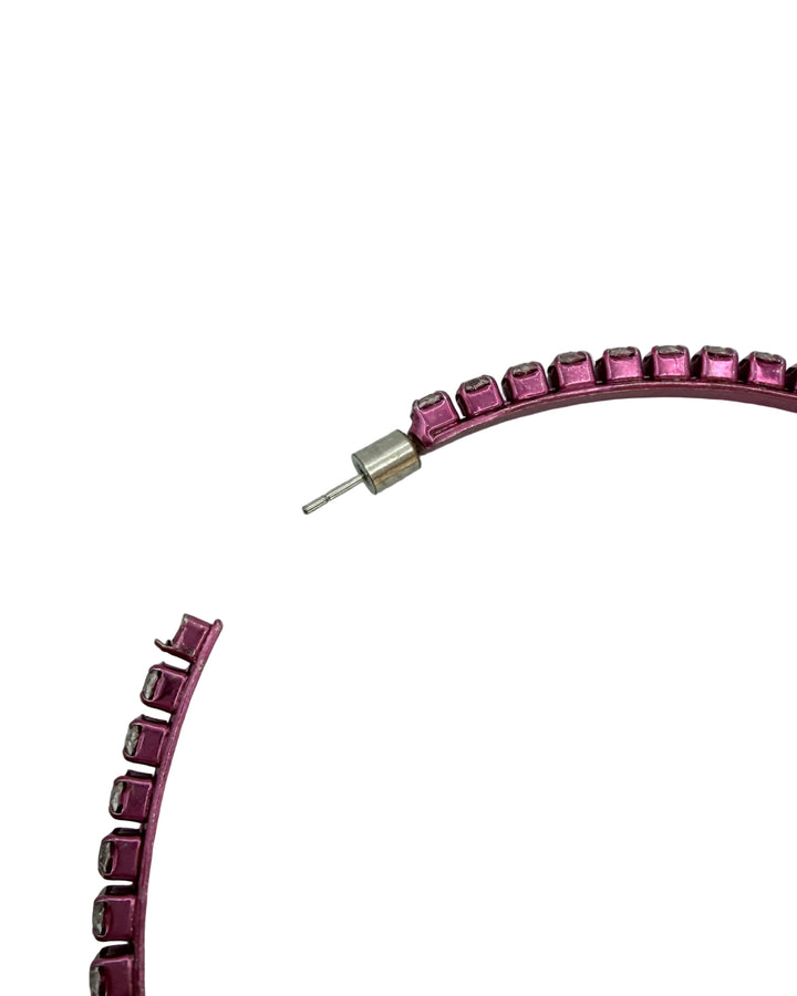 Oversized Metallic Pink Gem Hoop Earrings