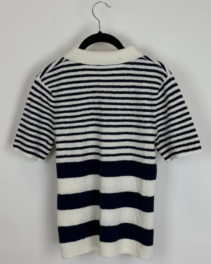 Navy & White Textured Shirt - Size 2/4