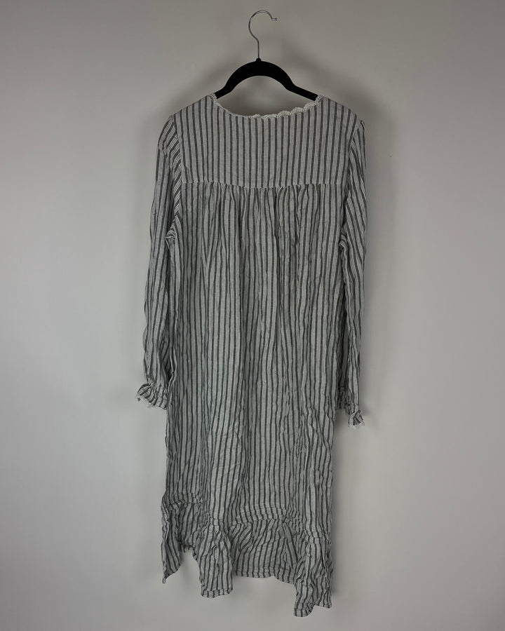 Gray and White Stripe Nightgown - Small